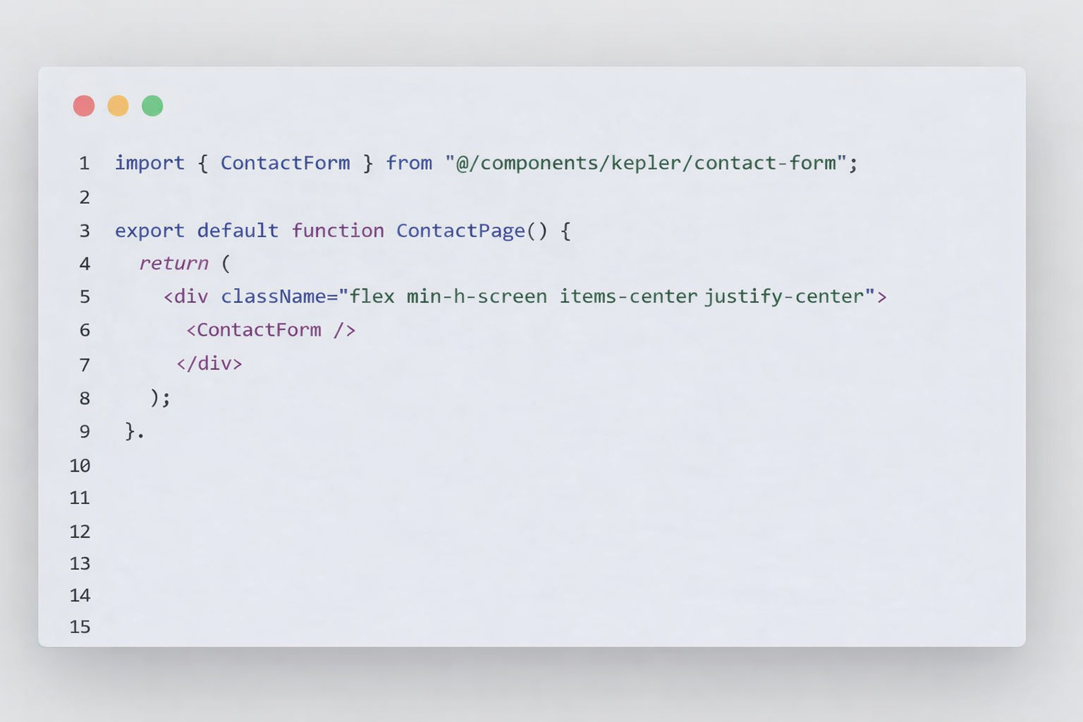 Contact form code example