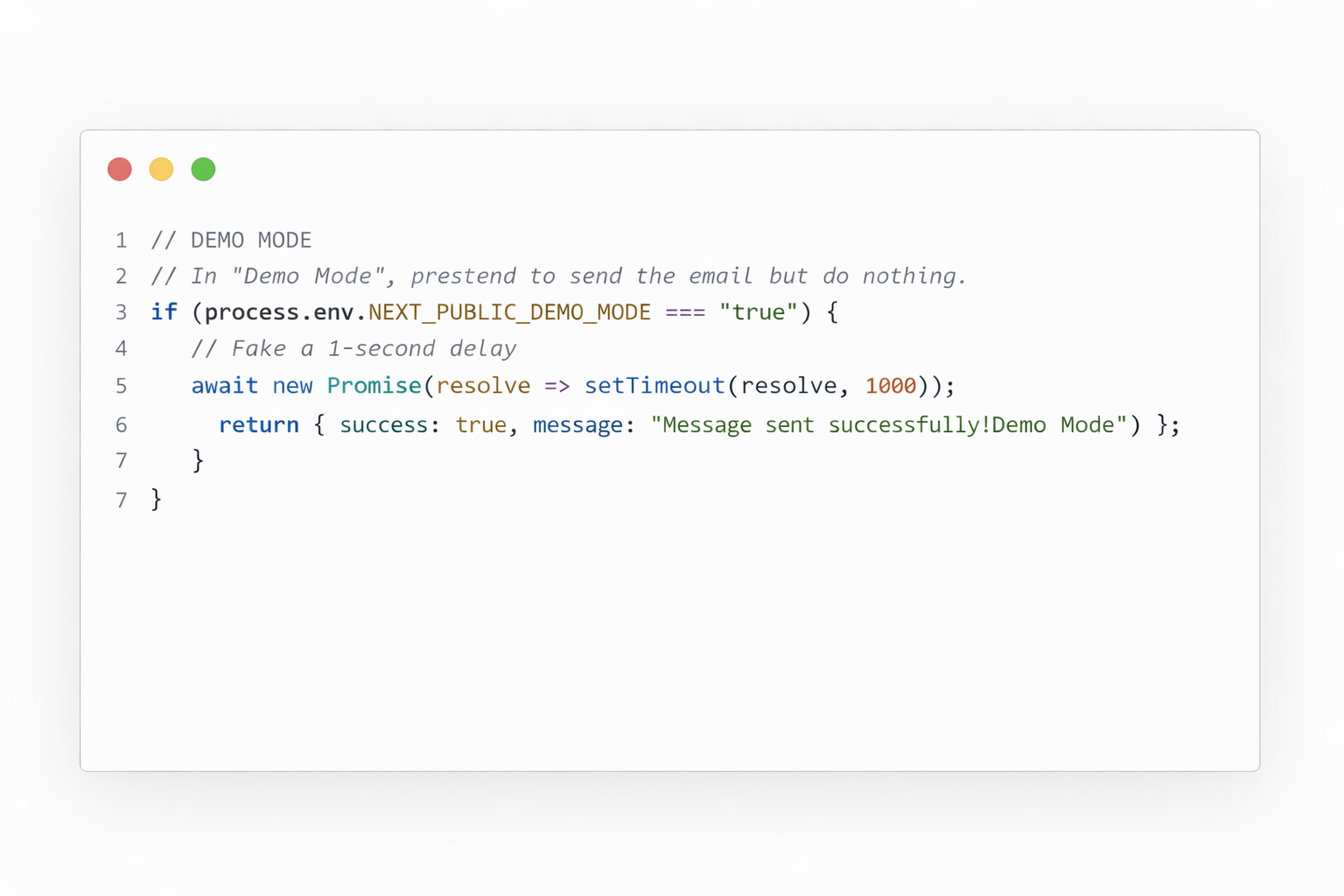 Contact form code example